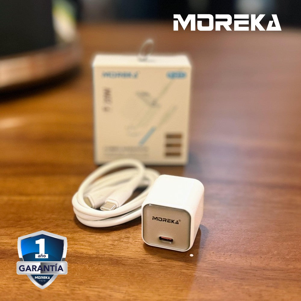 Cargador 20W 5V- 3A puerto C Clavija plegable cable tipo C -C Moreka P-213 - Imagen 2