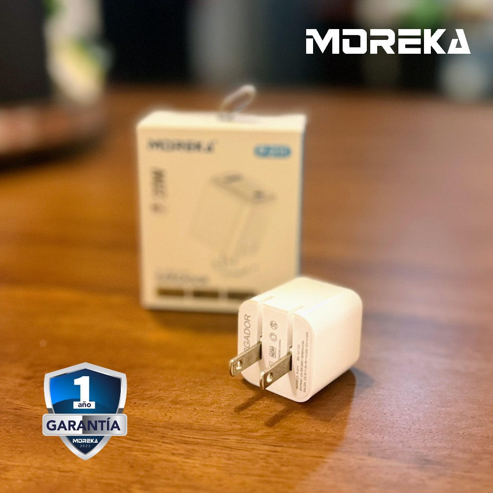 Cargador 20W 5V- 3A puerto C Clavija plegable cable tipo C -C Moreka P-213 - Imagen 5