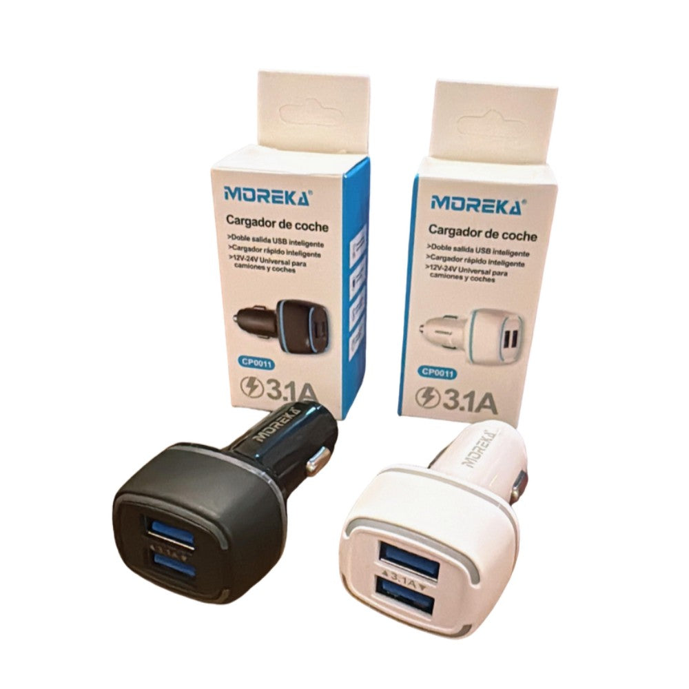 Cargador De Carro 2.4A Moreka CP0011 Plug In Doble puerto USB - Imagen 7