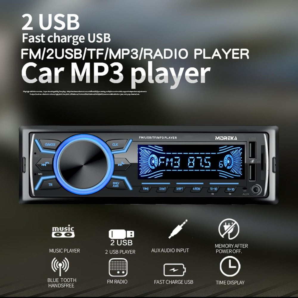 Auto Estéreo radio FM AM audio Bluetooth y llamadas manos libres Moreka SYD-1206 - Imagen 2