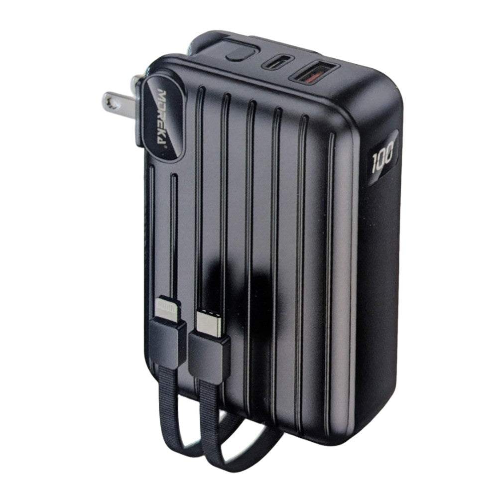 Power Bank Moreka K091 20000 mAh 22.5W cable tipo C y tipo IP clavija plegable - Imagen 1