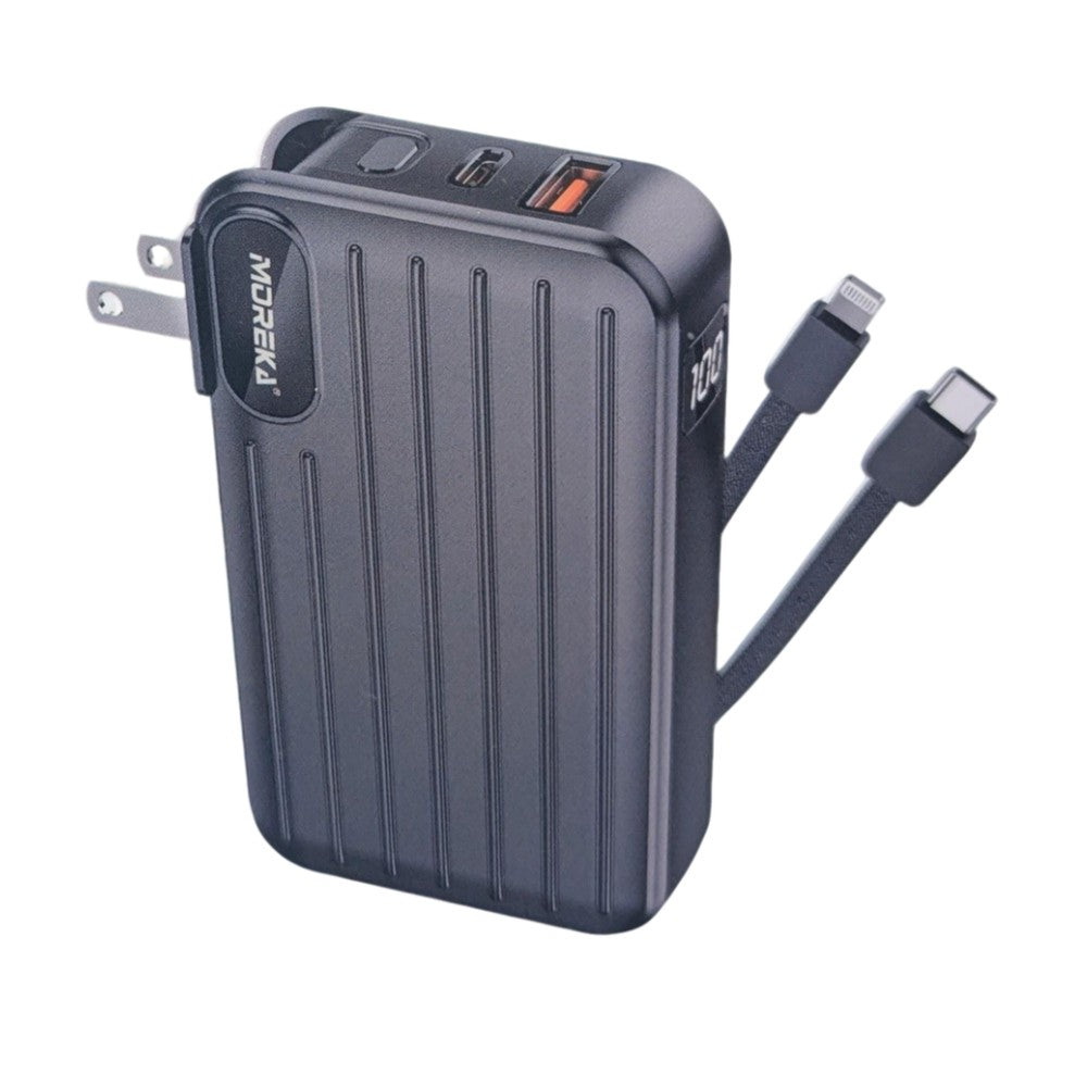 Power Bank Moreka K090 12000 mAh 22.5W cable IP y C clavija plegable - Imagen 1