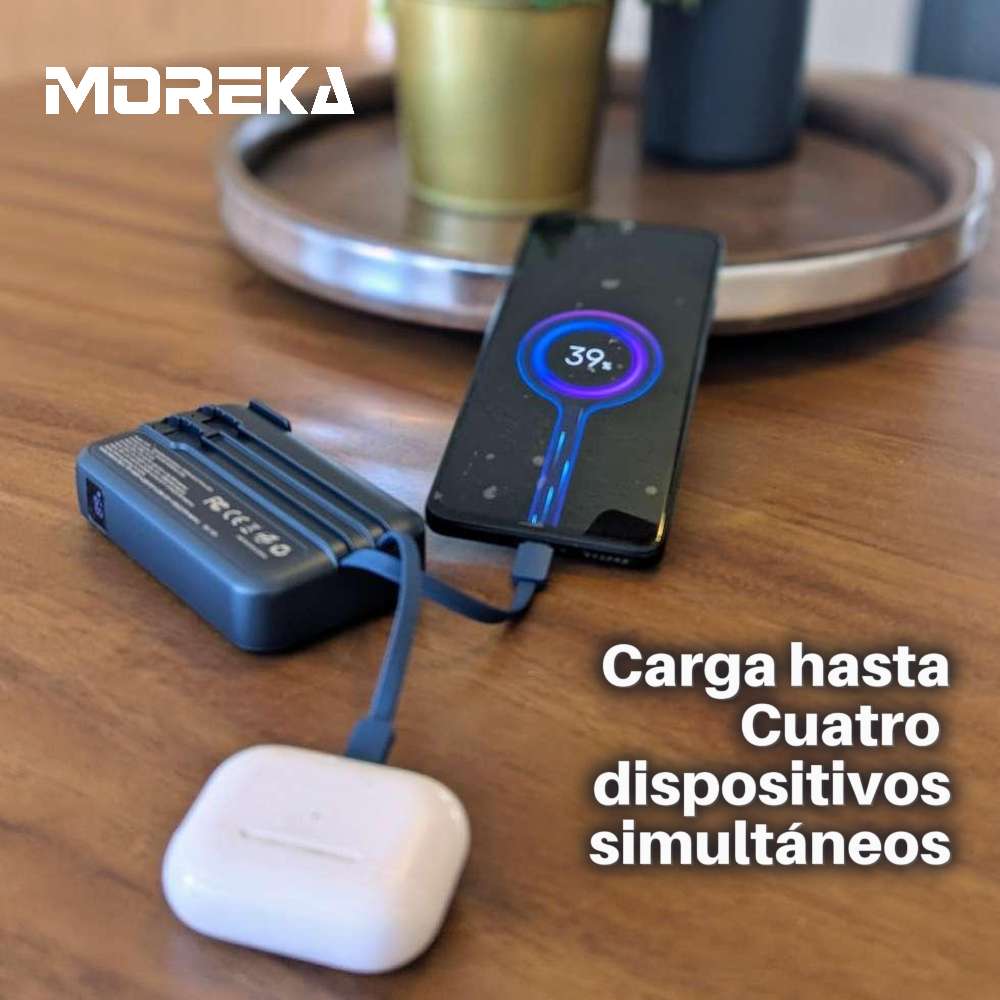 Power Bank Moreka K090 12000 mAh 22.5W cable IP y C clavija plegable - Imagen 4