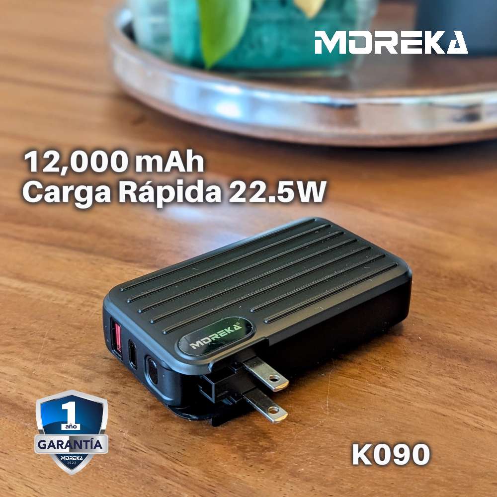 Power Bank Moreka K090 12000 mAh 22.5W cable IP y C clavija plegable - Imagen 5