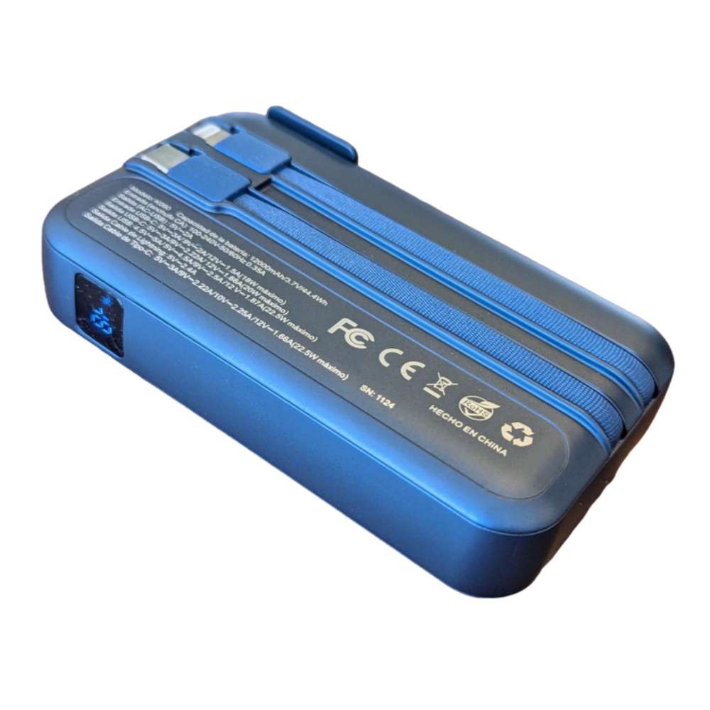 Power Bank Moreka K090 12000 mAh 22.5W cable IP y C clavija plegable - Imagen 8