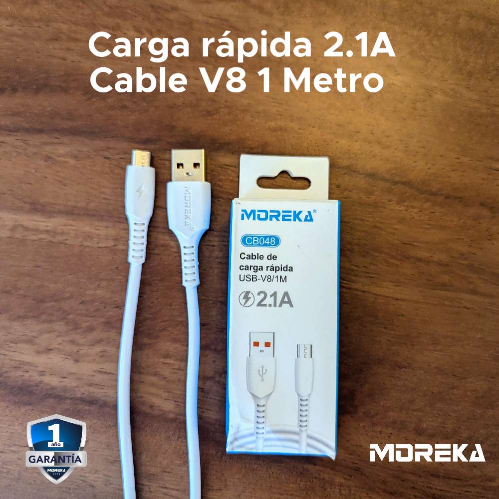 Cable Tipo V8 Micro USB, Moreka CB048 2.1A 1 M. - Imagen 3