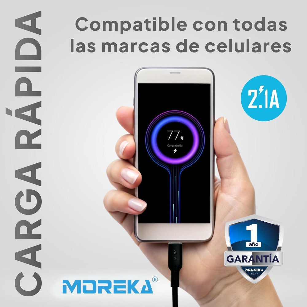 Cable USB Tipo C CB049 2.1 A carga rápida 1 mt - Imagen 3