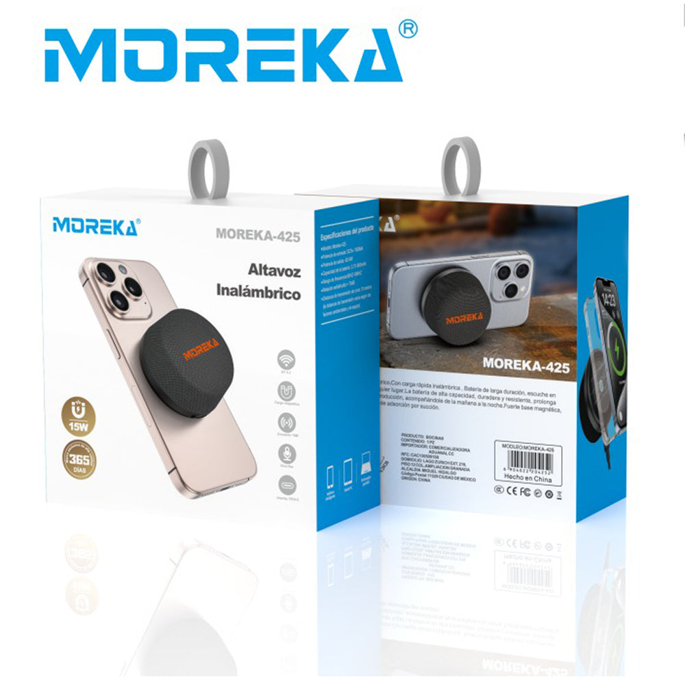 Bocina Moreka 425 6W 600mAh 6-8 hrs de bateria Bluetooth Magnetica MagSafe IPX6 - Imagen 8
