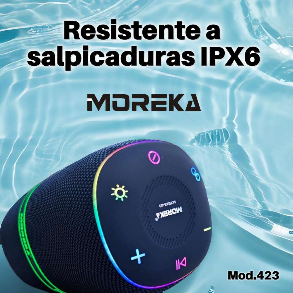 Bocina Moreka 423 30W 3600mAh 5-7 hrs de bateria Bluetooth, Contra Agua IPX6 - Imagen 6