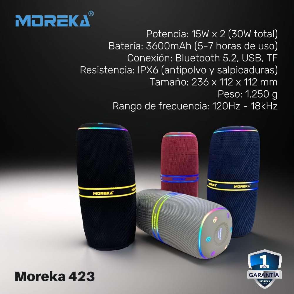 Bocina Moreka 423 30W 3600mAh 5-7 hrs de bateria Bluetooth, Contra Agua IPX6 - Imagen 7