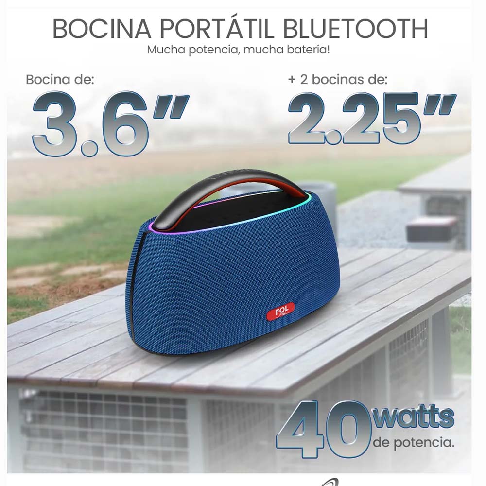 Bocina Fol 40W 2500mAh Bluetooth, TF Card, Radio FM, USB FS-R316 - Imagen 8