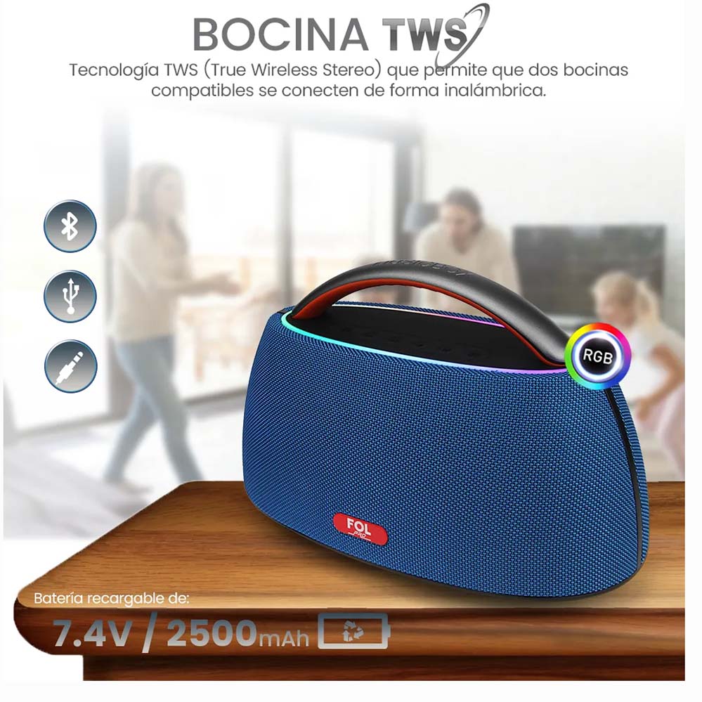 Bocina Fol 40W 2500mAh Bluetooth, TF Card, Radio FM, USB FS-R316 - Imagen 9