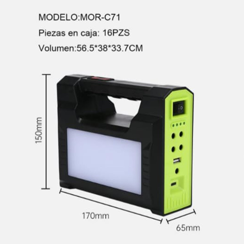 Mini Sistema Solar 3 Focos Linterna Power Bank 4000 mAh MOR-C71 - Imagen 6