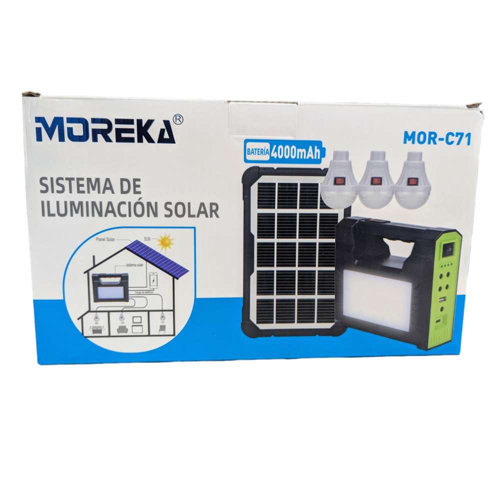 Mini Sistema Solar 3 Focos Linterna Power Bank 4000 mAh MOR-C71 - Imagen 7