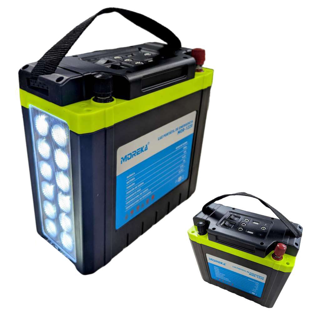 Luz de Emergencia 12 LEDS con batería de 20 Ah de hasta 32 hrs puertos USB MOR-1220 - Imagen 1