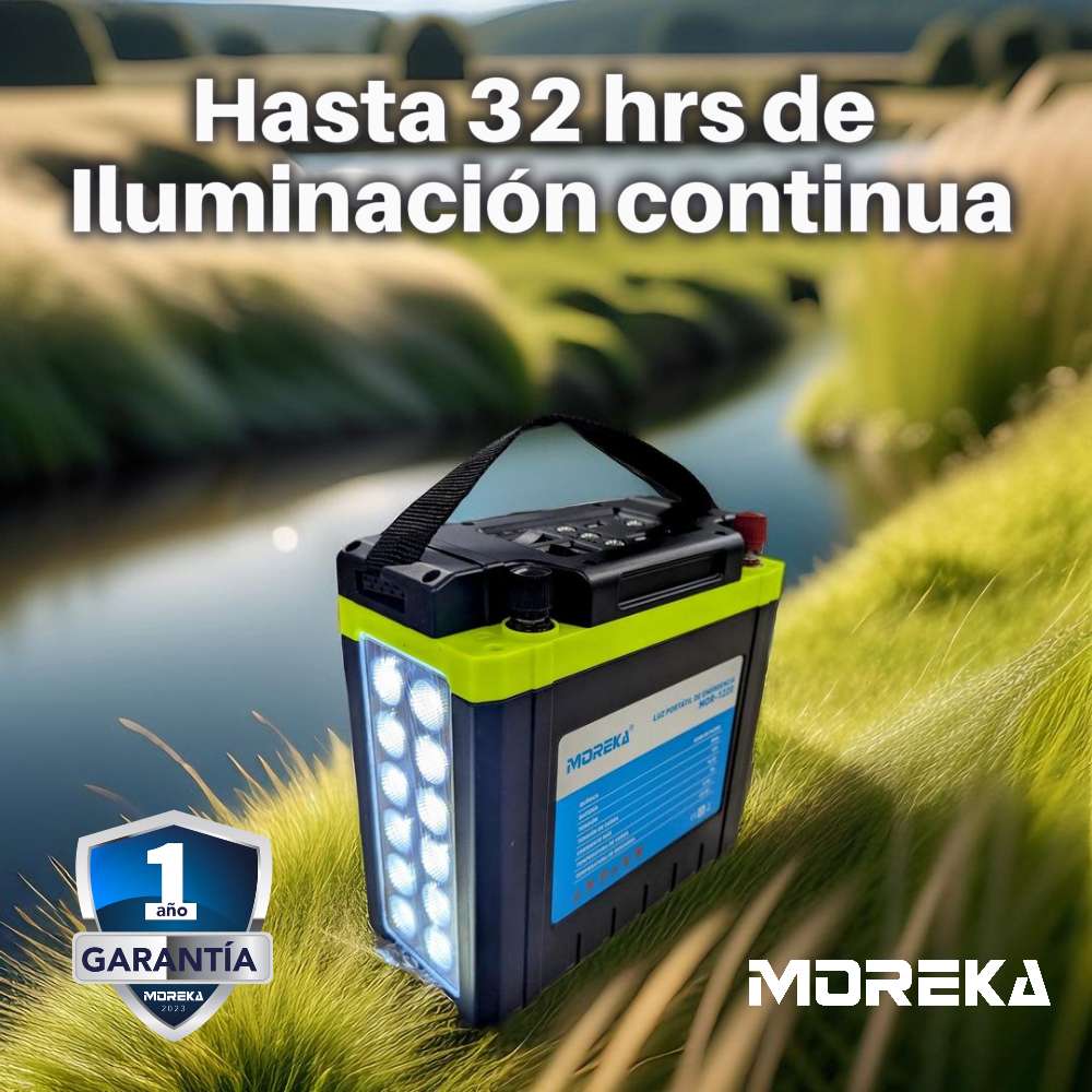 Luz de Emergencia 12 LEDS con batería de 20 Ah de hasta 32 hrs puertos USB MOR-1220 - Imagen 3