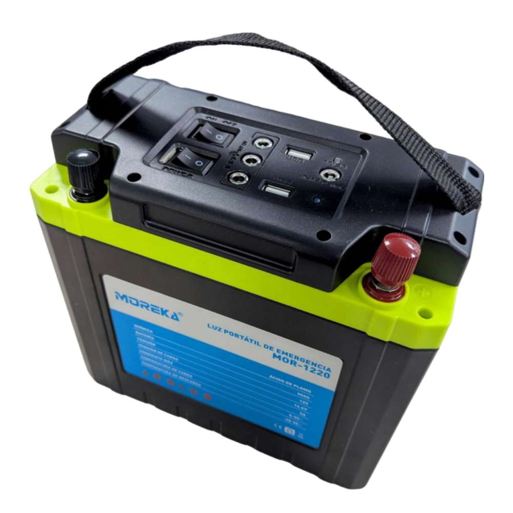 Luz de Emergencia 12 LEDS con batería de 20 Ah de hasta 32 hrs puertos USB MOR-1220 - Imagen 7