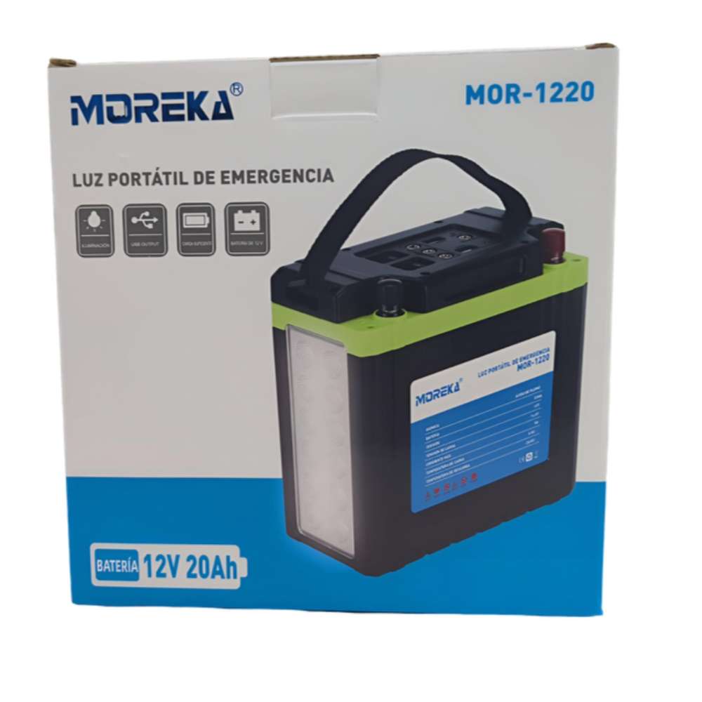 Luz de Emergencia 12 LEDS con batería de 20 Ah de hasta 32 hrs puertos USB MOR-1220 - Imagen 9