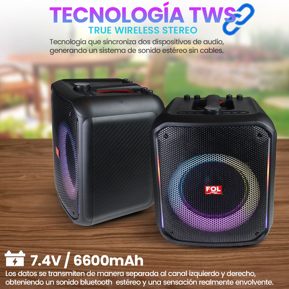 Bocina Fol 70W 6600mAh Bluetooth, TF Card, Radio FM, USB FS-L1218 - Imagen 5