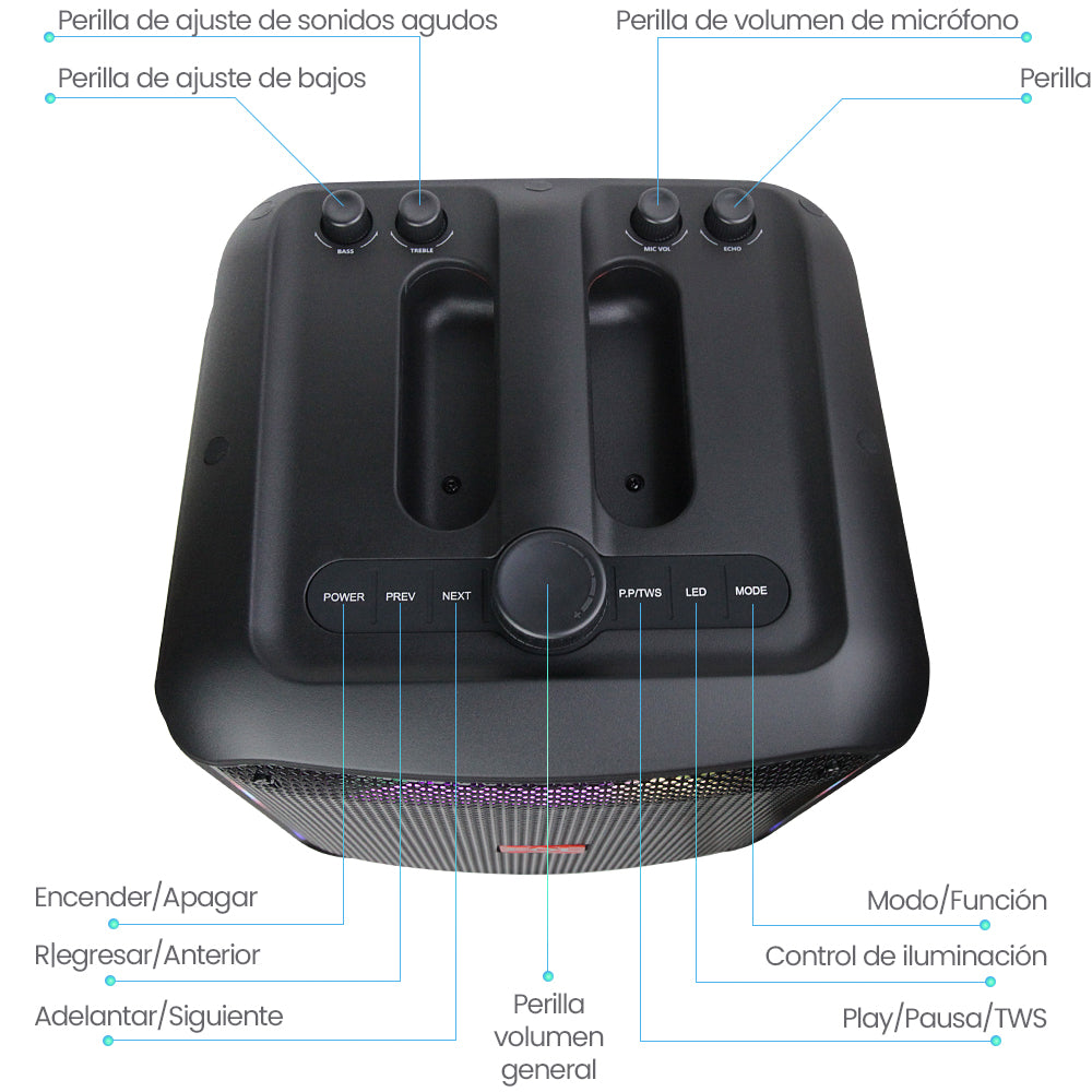 Bocina Fol 70W 6600mAh Bluetooth, TF Card, Radio FM, USB FS-L1218 - Imagen 7