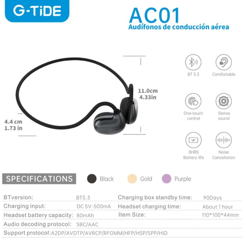 Audífonos BT G-Tide AC01 Conducción de Aire — Bluetooth 5.3 TWS - Imagen 9