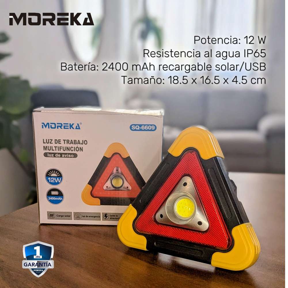 Triángulo de Advertencia LED Solar COB 2200 mAh powerbank 18.5 largo IP65 Moreka SQ-6609 - Imagen 2