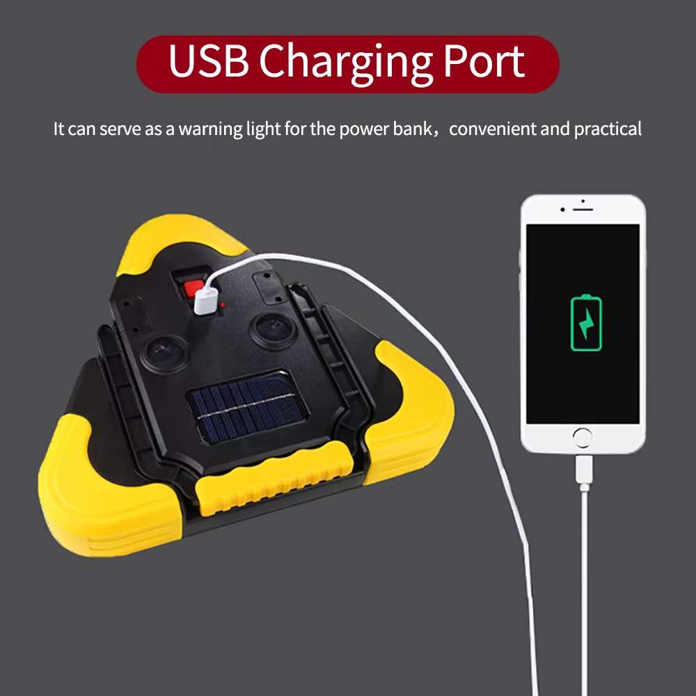 Triángulo de Advertencia LED Solar COB 2200 mAh 27.5 largo powerbank IP65 SQ-6610 - Imagen 6