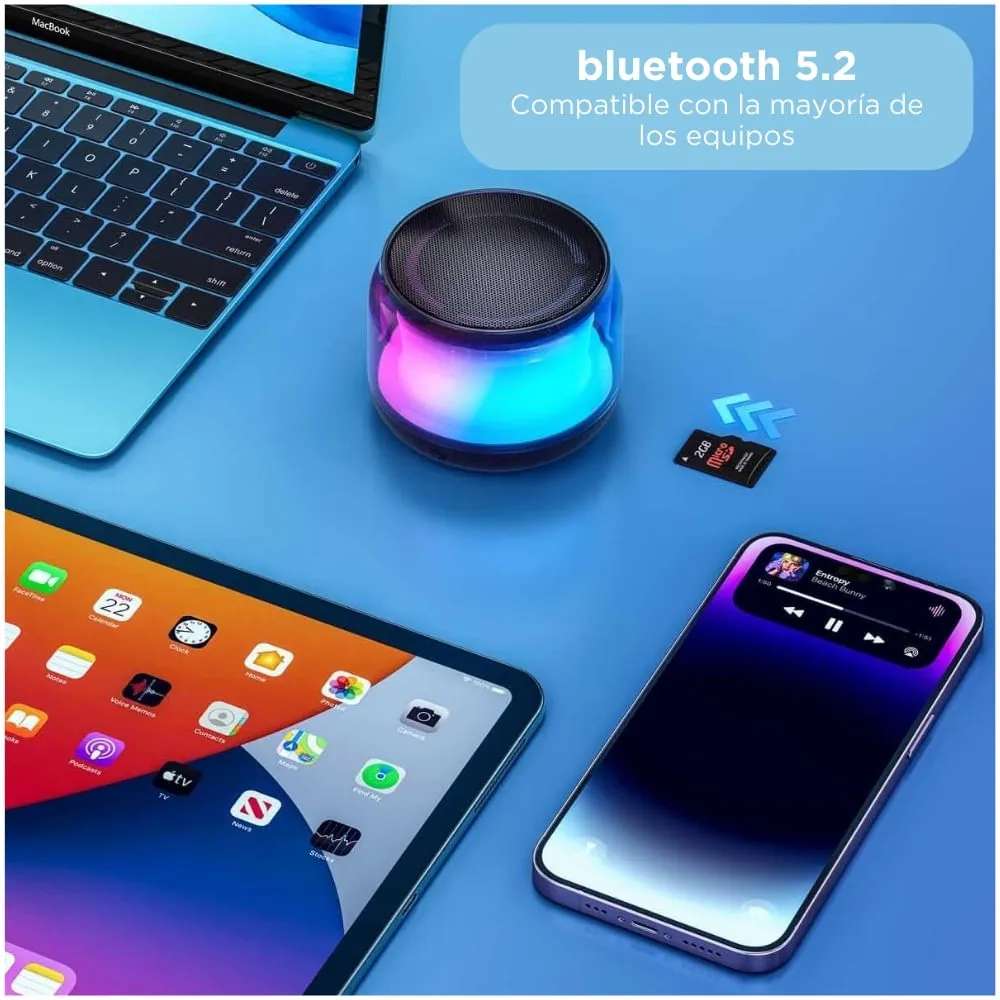Bocina MS300 5W 5000mAh 4-5 hrs de bateria Bluetooth luz RGB recargable - Imagen 6