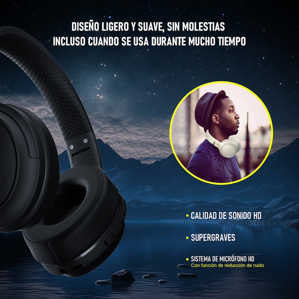 Audífonos Bluetooth Moreka BL018 200mAh 40mm Cancelación de Ruido 18 Hrs IP55 - Imagen 6
