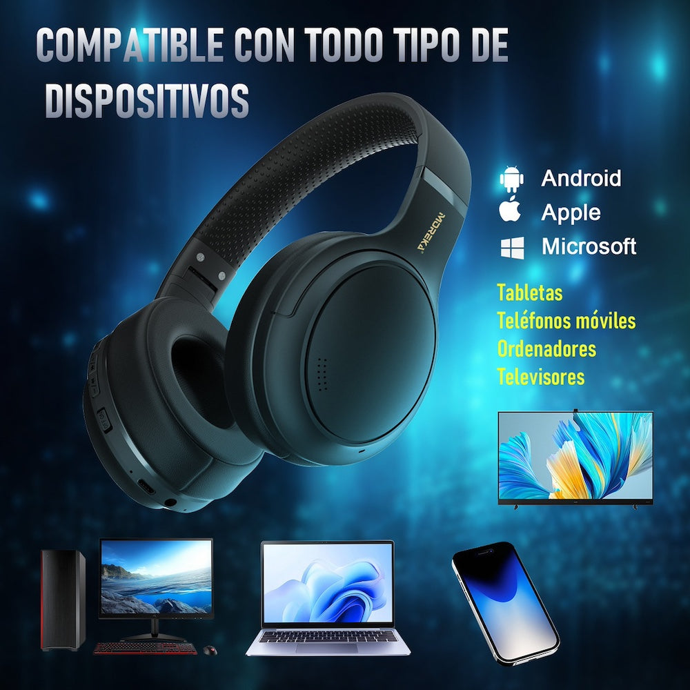 Audífonos Bluetooth Moreka BL018 200mAh 40mm Cancelación de Ruido 18 Hrs IP55 - Imagen 7
