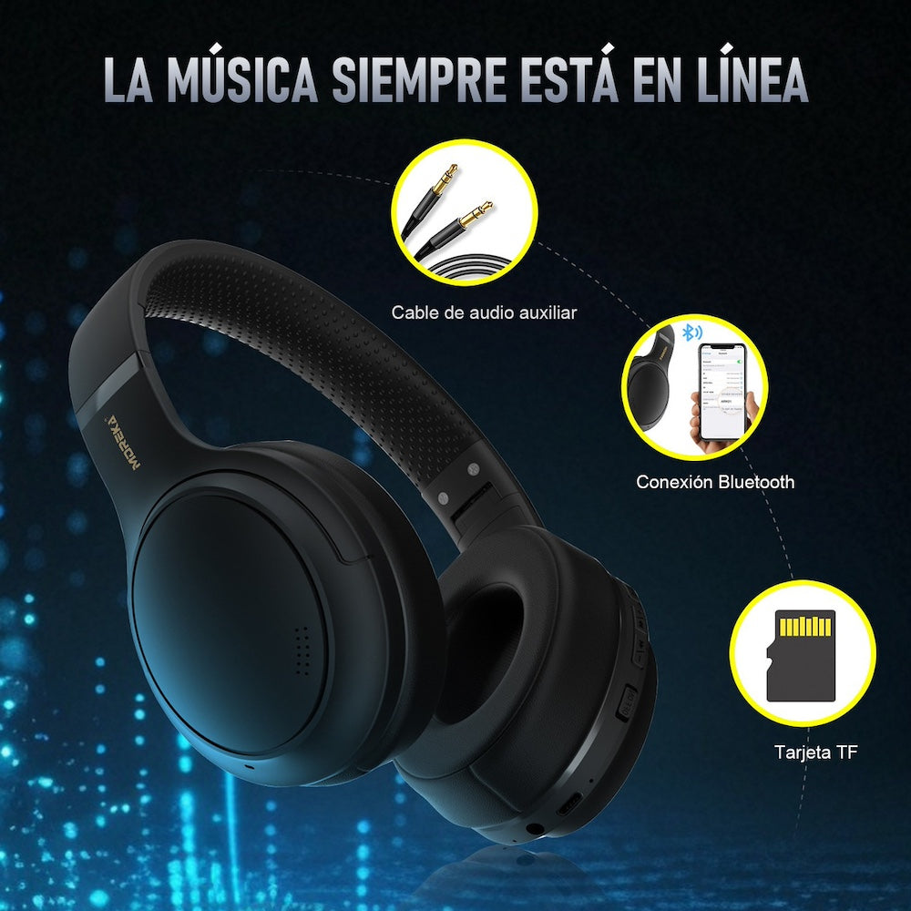 Audífonos Bluetooth Moreka BL018 200mAh 40mm Cancelación de Ruido 18 Hrs IP55 - Imagen 8
