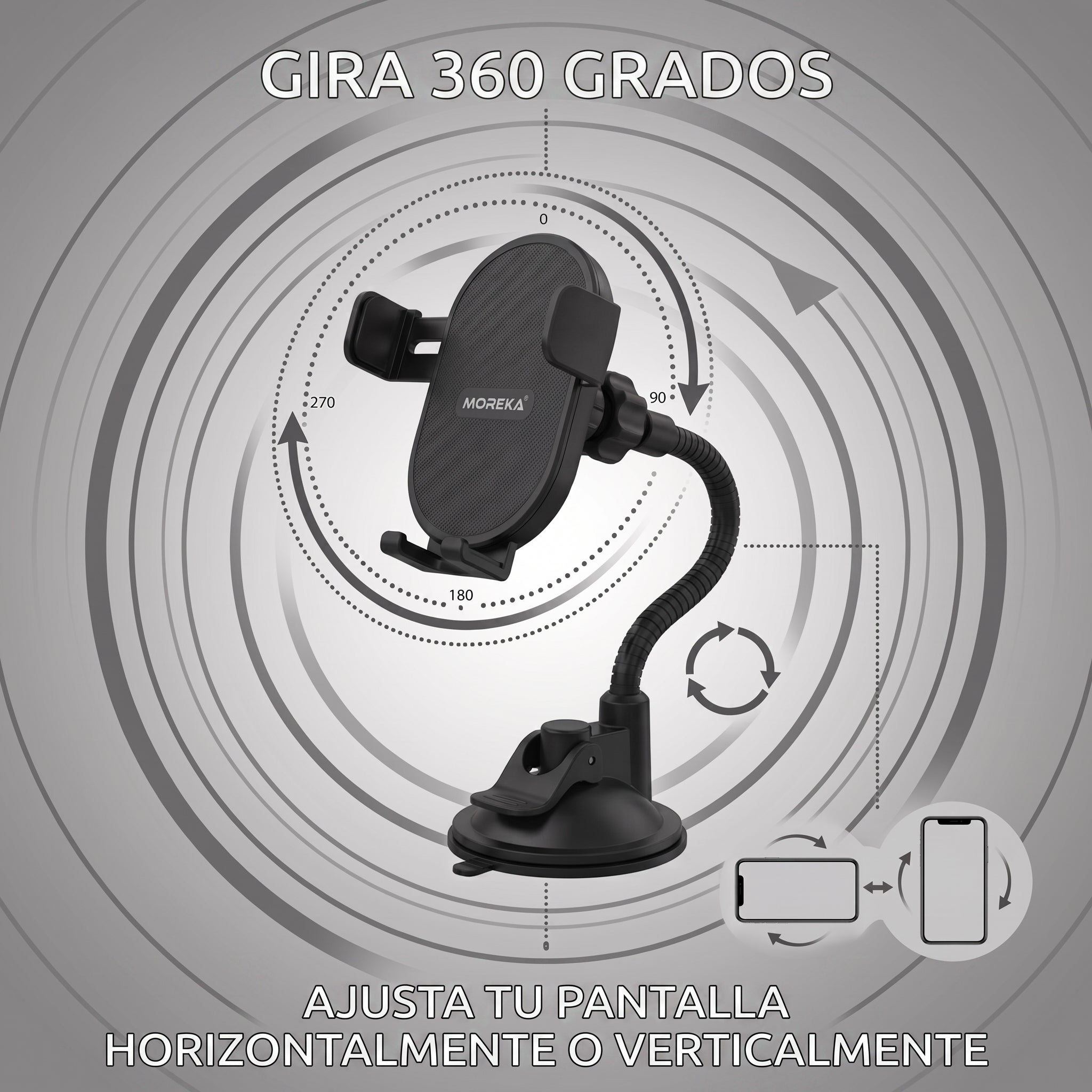 Soporte para Celular Automovil Moreka MH-71C Rotación 360 Portacelular - Imagen 2