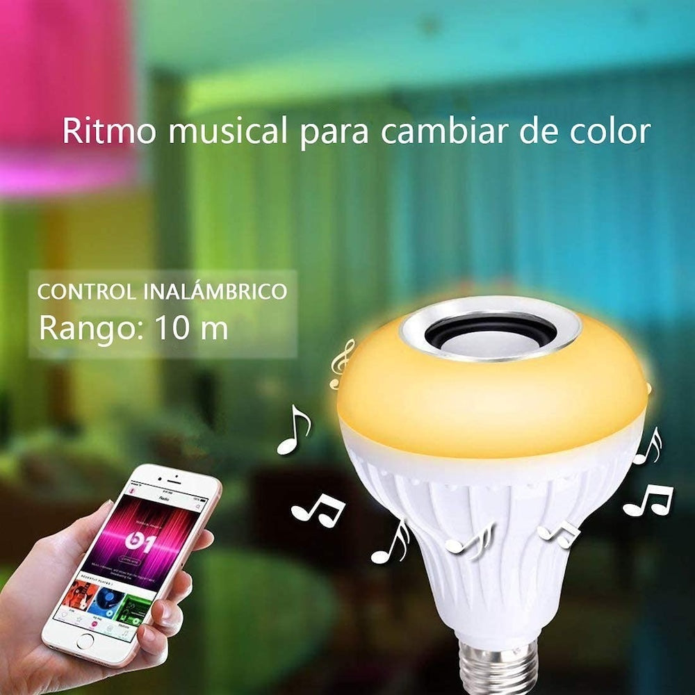 Foco Bocina Bluetooth 12w Rgb Bombilla Led Inteligente BMB-105 - Imagen 2