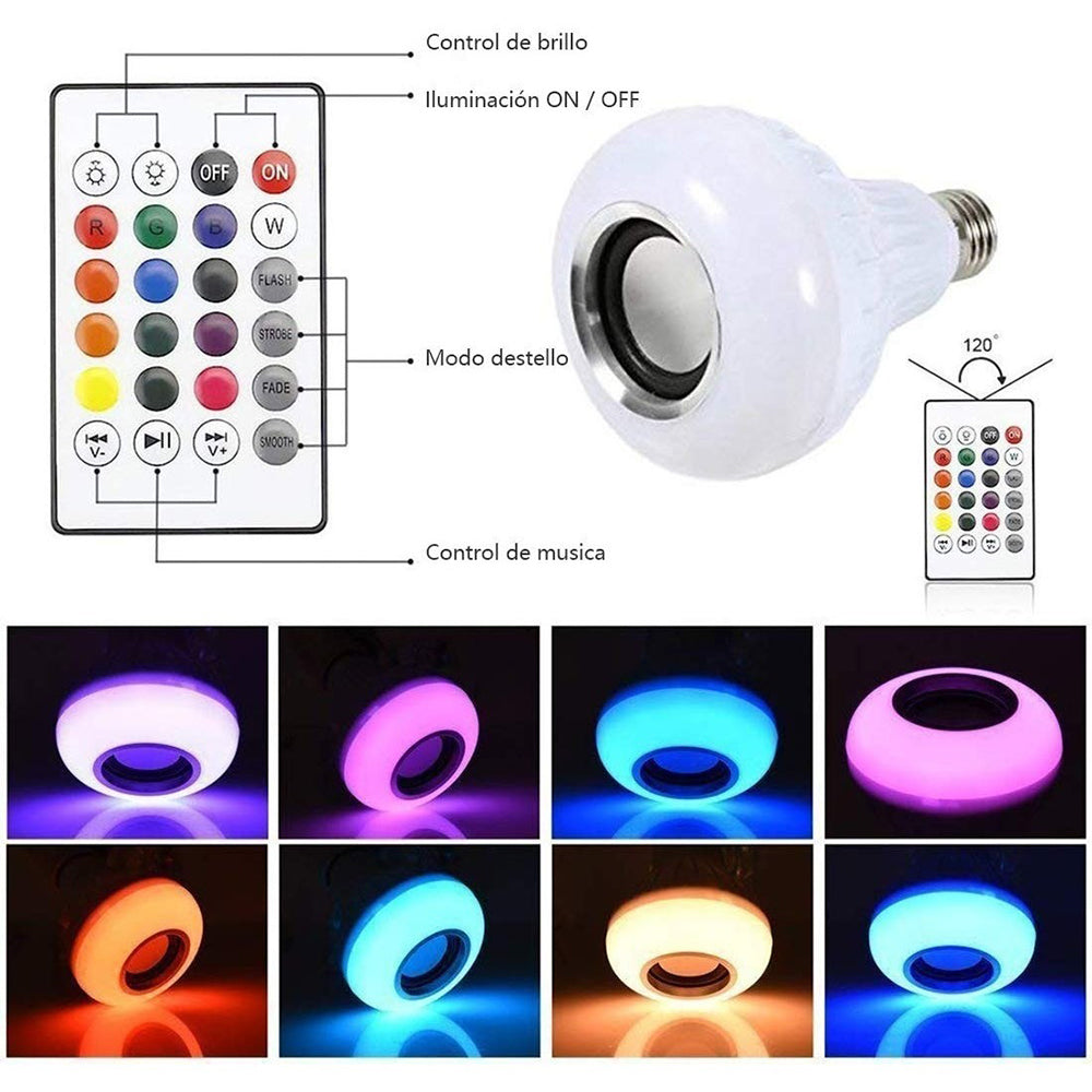 Foco Bocina Bluetooth 12w Rgb Bombilla Led Inteligente BMB-105 - Imagen 3