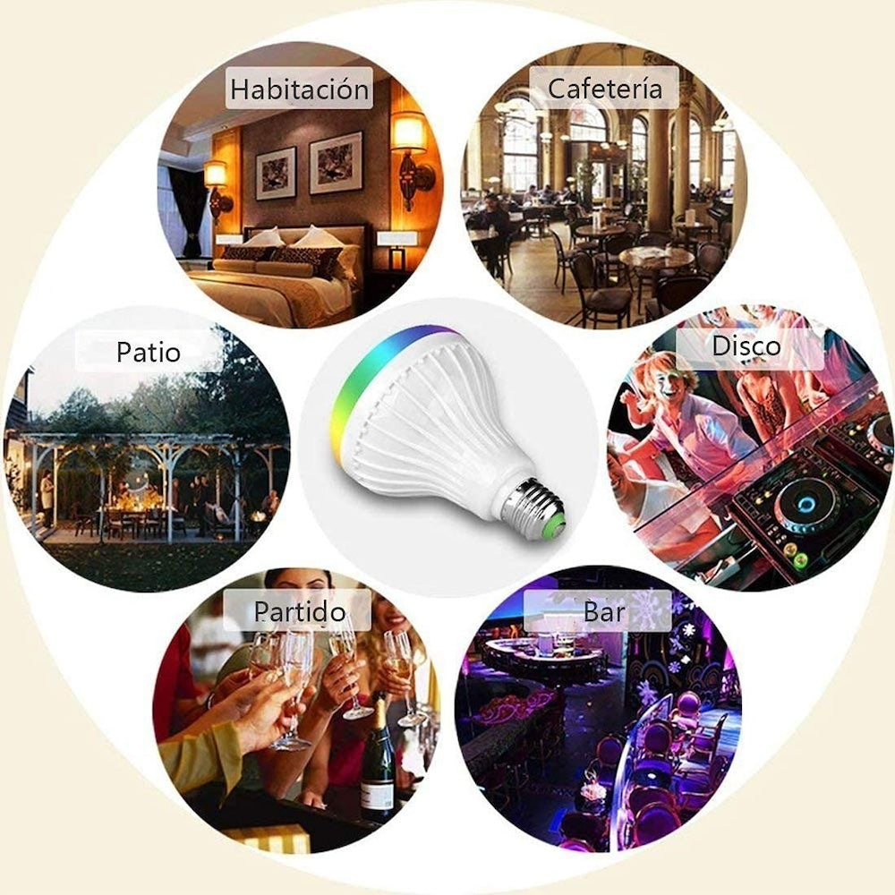 Foco Bocina Bluetooth 12w Rgb Bombilla Led Inteligente BMB-105 - Imagen 5