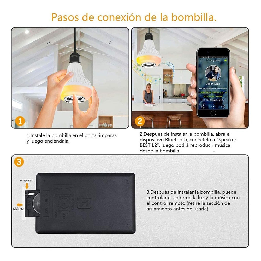Foco Bocina Bluetooth 12w Rgb Bombilla Led Inteligente BMB-105 - Imagen 7
