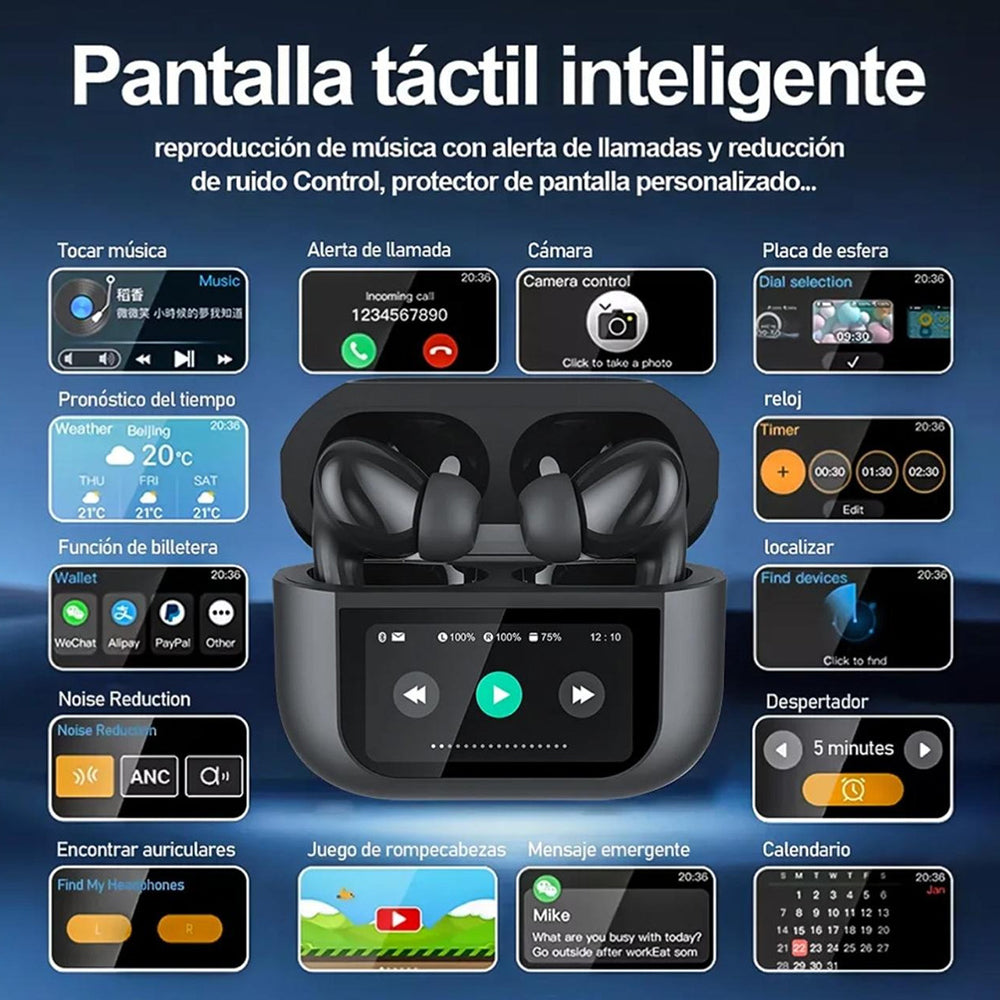 Audífonos FUTURE POD Cancelación Ruido Lcd Táctil 30mAh / 300mAh G-TIDE — Bluetooth 5.3 TWS - Imagen 2