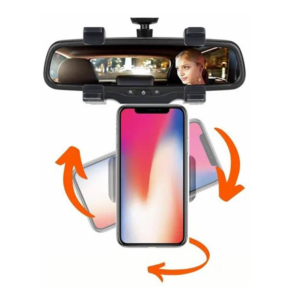 Soporte Porta Celular 360 Carro Auto Espejo Retrovisor H2 - Imagen 2