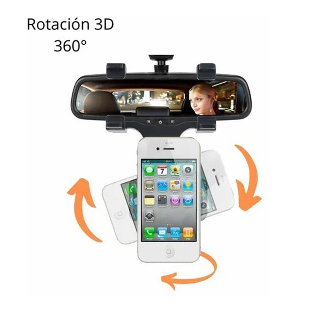 Soporte Porta Celular 360 Carro Auto Espejo Retrovisor H2 - Imagen 6