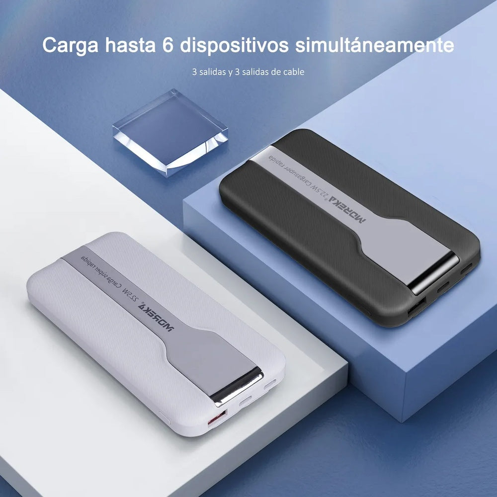 Power Bank Moreka K092 10000mAh 22.5W cables C USB Lightning y Micro USB - Imagen 2