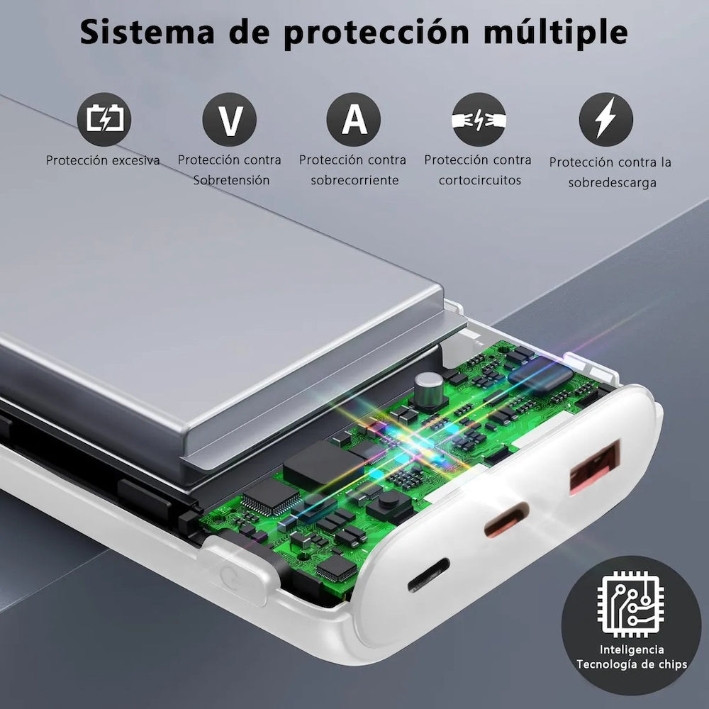 Power Bank Moreka K092 10000mAh 22.5W cables C USB Lightning y Micro USB - Imagen 7