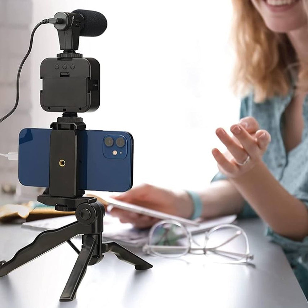 Soporte Celular Videoblog Set Tripie Con Luz Led Microfono PY-49 - Imagen 10