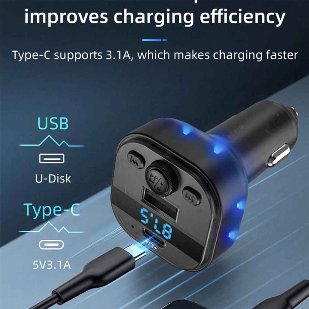 Plug in Trasmisor FM Bluetooth De Carro Moreka CP0073 Plug In 3.1A USB - Imagen 2
