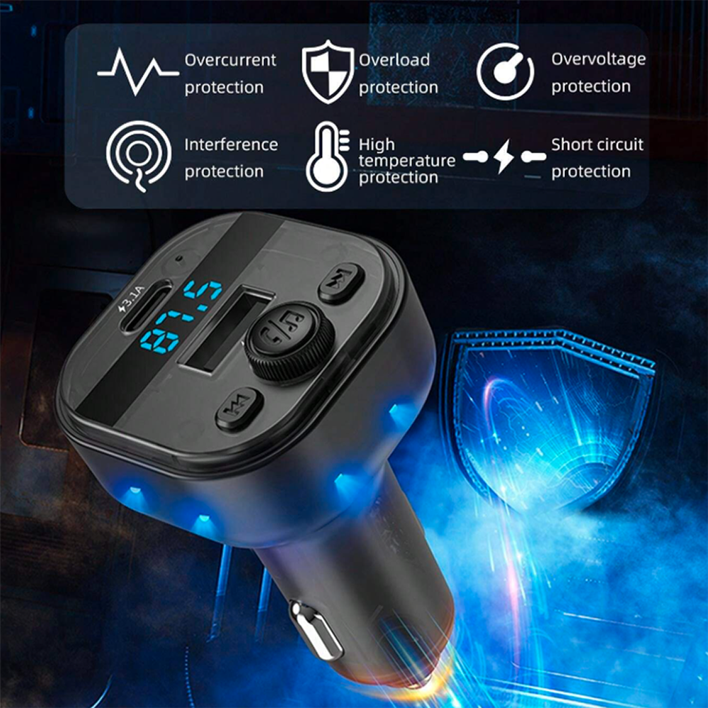 Plug in Trasmisor FM Bluetooth De Carro Moreka CP0073 Plug In 3.1A USB - Imagen 6