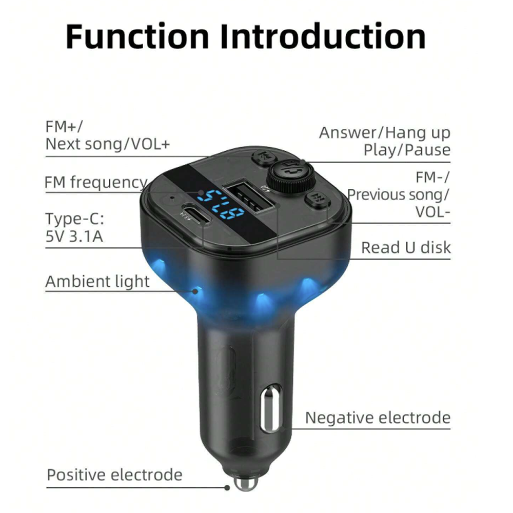 Plug in Trasmisor FM Bluetooth De Carro Moreka CP0073 Plug In 3.1A USB - Imagen 9