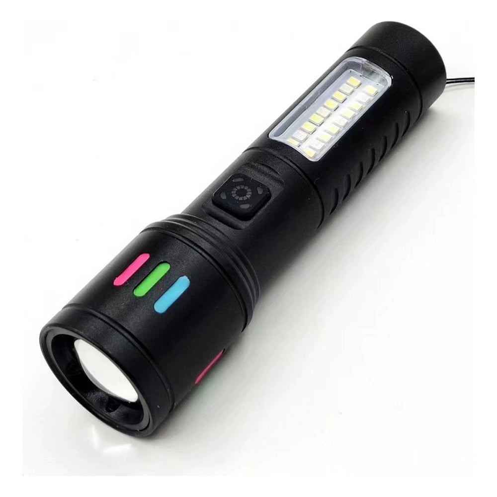 Lampara Táctica Recargable Usb Led COB en Blanco y Rojo de alerta  Moreka MT-027 - Imagen 1