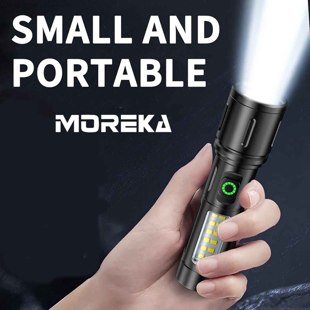 Lampara Táctica Recargable Usb Led COB en Blanco y Rojo de alerta  Moreka MT-027 - Imagen 4