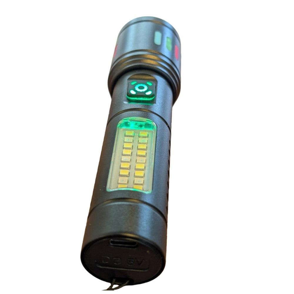Lampara Táctica Recargable Usb Led COB en Blanco y Rojo de alerta  Moreka MT-027 - Imagen 8