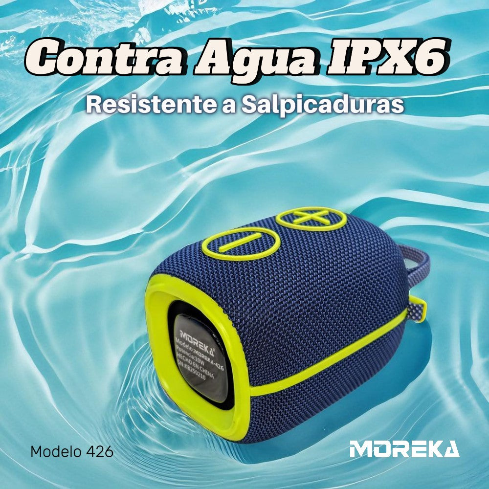 Bocina Bluetooth Moreka 426 10W 2400mAh TF Card Radio FM Resistente al agua IPX6 - Imagen 3