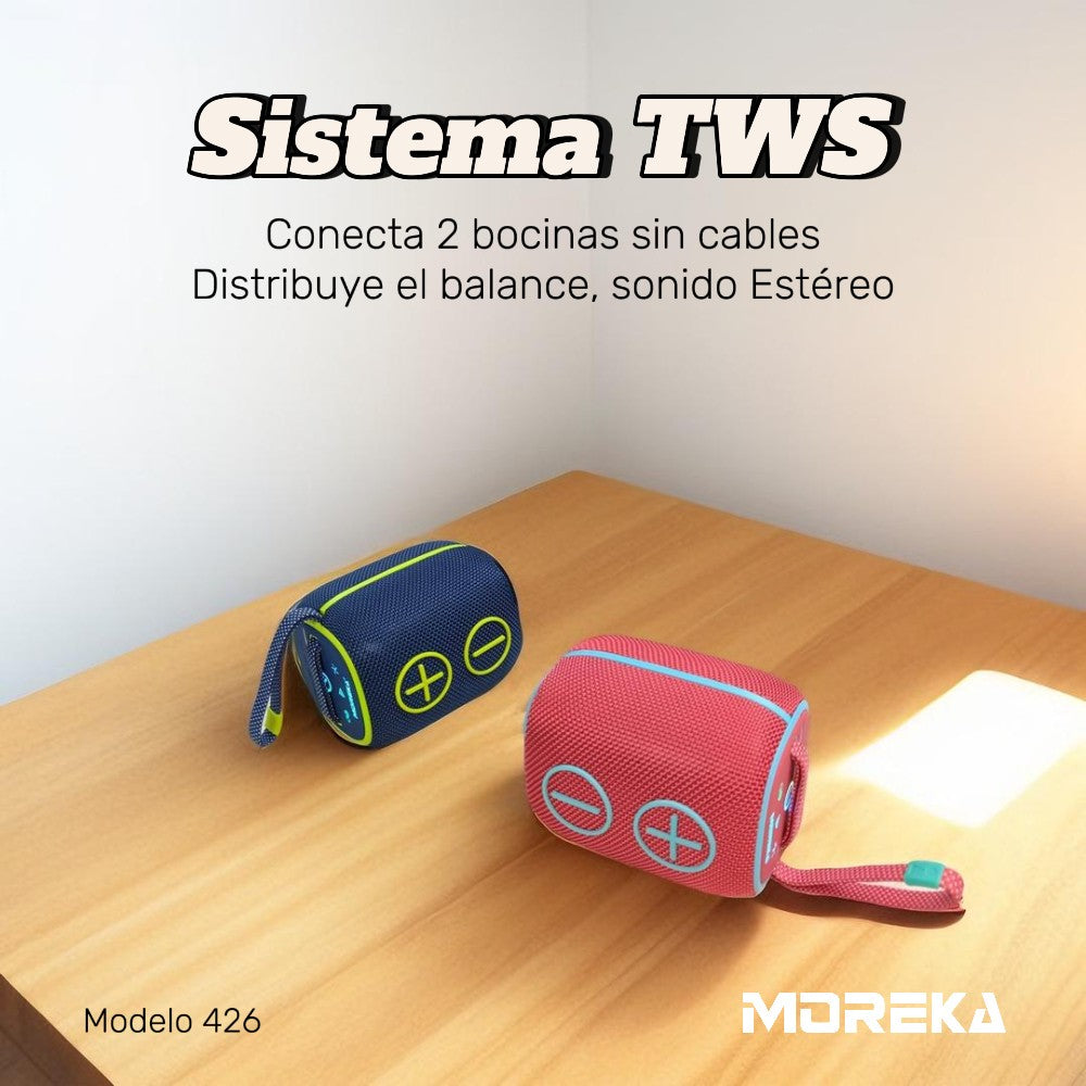 Bocina Bluetooth Moreka 426 10W 2400mAh TF Card Radio FM Resistente al agua IPX6 - Imagen 4